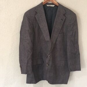 Southampton Men 44R 100% Silk Plaid Suit Blazer Multicolor Quiet Luxury Timeless